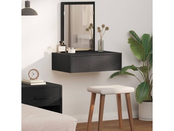 Table de Maquillage Murale Chêne Noir 60x40x70 cm