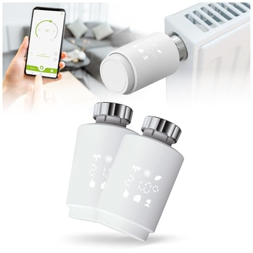 Olympia HT-02Y Smart WiFi Radiatorthermostaat, 2 stuks, compatibel met Tuya, Alexa en Google
