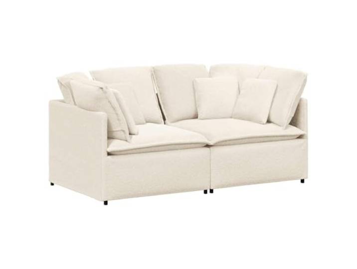 Makastle Modulares Sofa Couch mit Kissen Stoff in Lammwolloptik Creme