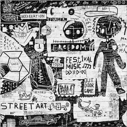 FOTOTAPETE Abstract Graffiti Art Schwarz Weiß 240/240 cm
