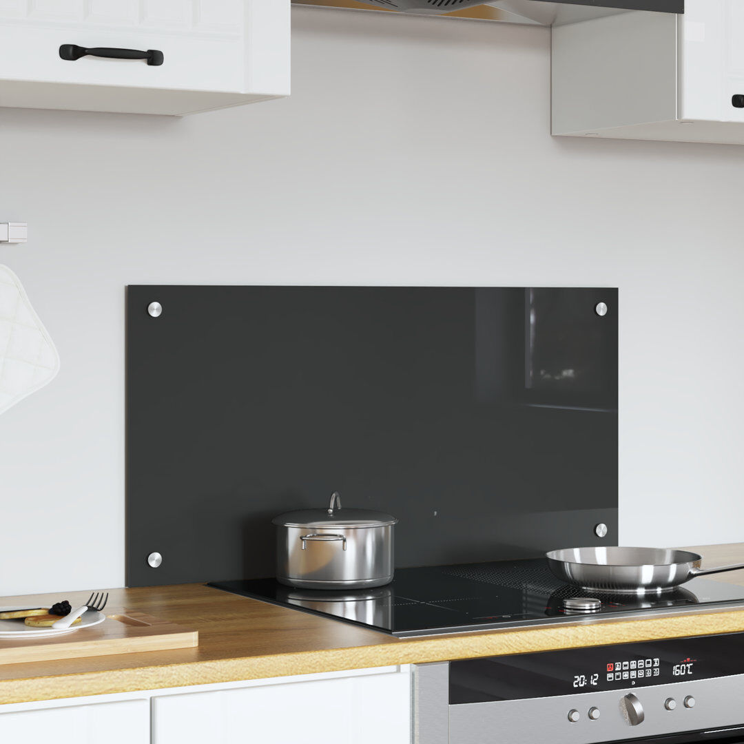 Belfry Kitchen Kitchen Backsplash Tempered Glass Grey 40 x 80 cm
