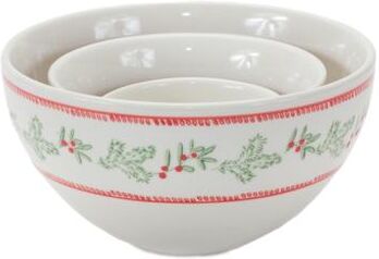 Melrose International Stoneware Mistletoe Bowl (Set of 3)