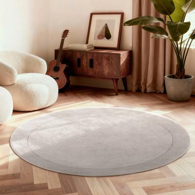 Teppich VILLEROY & BOCH "Wollteppich Kivi", grau (natur grau), H:17mm Ø:200cm, Nylon, Wolle, Teppiche, Teppich, Handgewebt, Wolle, Bordüre, Einfarbig, Läufer, Wohnzimmer, Organisch