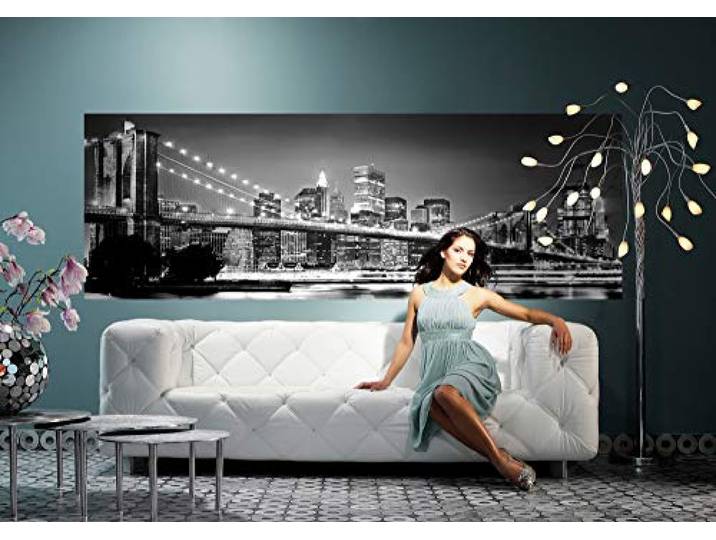 Komar Vlies Fototapete - Brooklyn Bridge - Größe: 400 x 140 cm (Breite x Höhe) - 8 Bahnen - Bahnbreite 50 cm