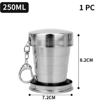 Inspired Finds Portable Stainless Steel Folding Cup Telescopic Collapsible Travel Mug 8.45 Fl Oz