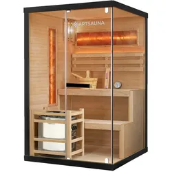 Artsauna Saunakabine Vantaa 120 mit Himalaya Salzstein - Indoor Sauna für 2 Personen, 3,5 kW Ofen, Glasfront