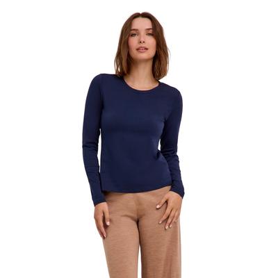 Langarmshirt FALKE "Leisure", Damen, Gr. XS, space blau (6116), Shirts Langarmshirt
