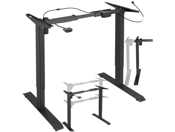 Cadre de bureau - TECTAKE - Structure de table de travail YANNICK avec réglage électrique de la hauteur - Noir