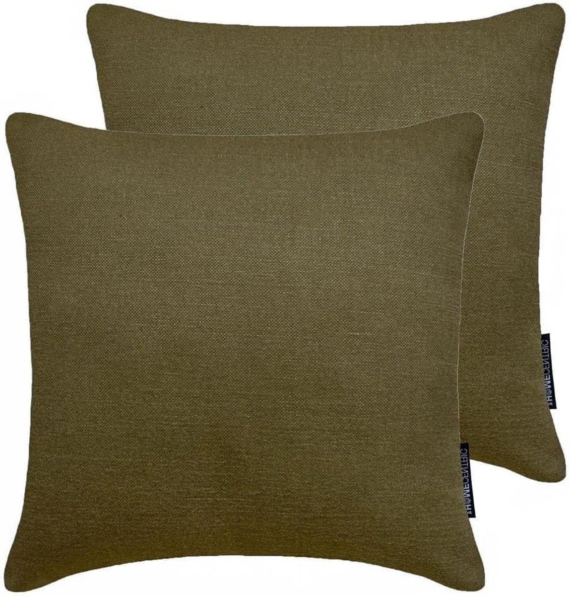 Handgemaakte linnen decoratieve kussensloop met textuur - Olijfgroen - 30 x 30 cm
