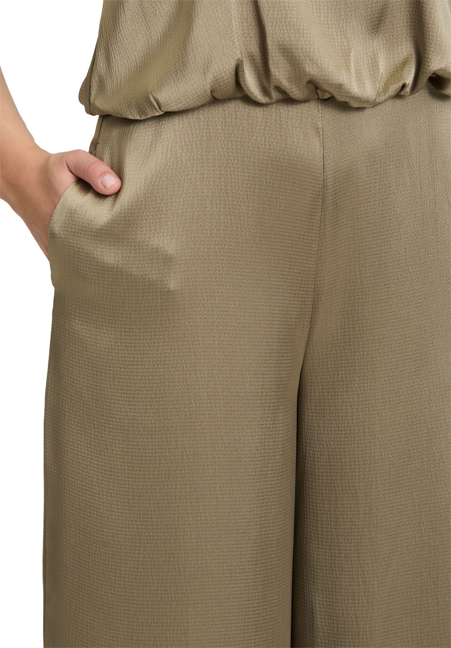 Jumpsuit VERA MONT "Jumpsuit mit Taschen", Damen, Gr. 40, EURO, braun (turf), Obermaterial: 98% Polyester Pol. recyc.. 2% Elasthan EL., Overalls Jumpsuit