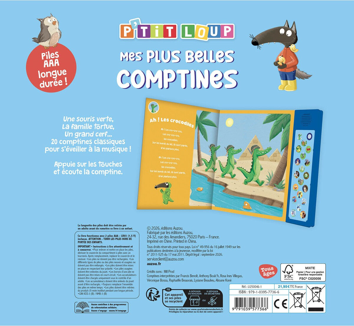 P'tit loup : Mes plus belles comptines - Auzou