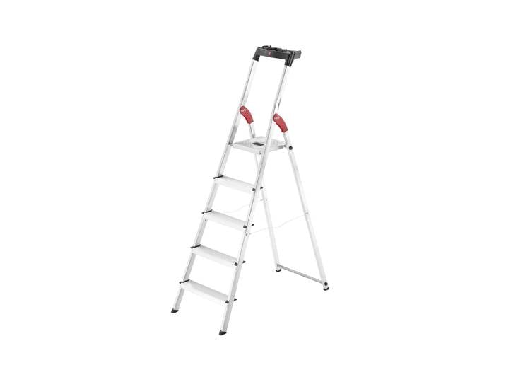 Stehleiter HAILO L60 5 Stufen , silber (silberfarben), B:48cm H:107cm L:101cm, Aluminium, Stahl, Leitern, Stehleiter