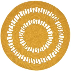 TEPPICH geflochten rund mit Häkel-Muster 70 cm