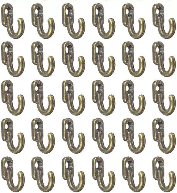 INF 30er-Pack Mini-Haken aus Metall zum Aufhängen von Schlüsseln, Schmuck, Handtüchern und mehr Bronze