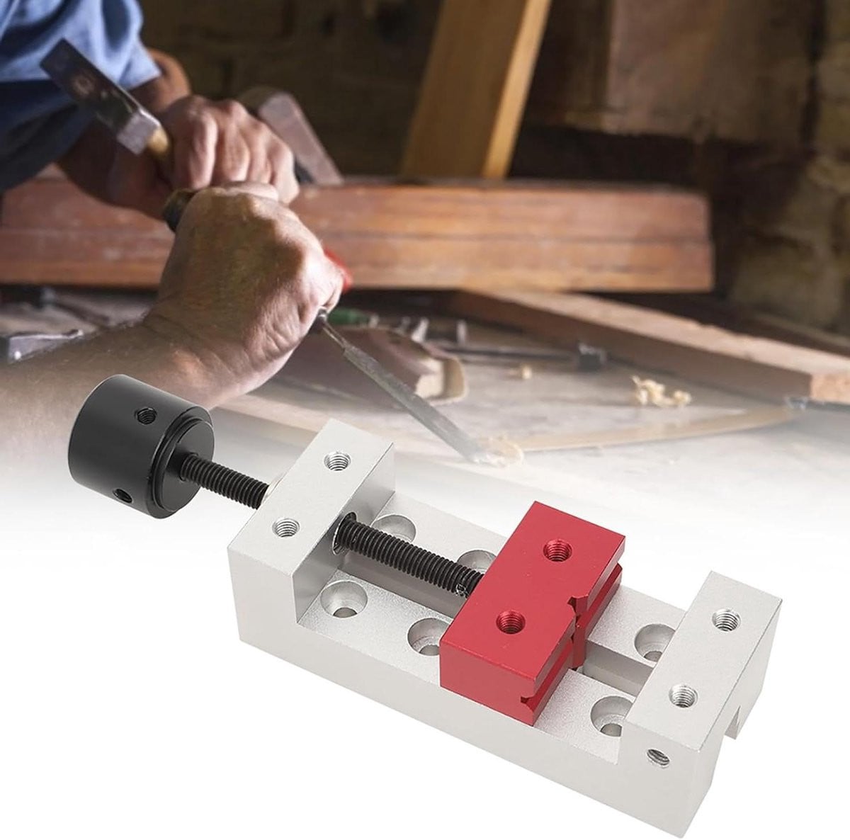 Mini Platte Klem Zilverkleurig - Aluminium Tafelklem met 50 mm Spanwijdte voor Precisiewerk