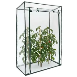 Relaxdays Gewächshaus für Tomaten mit Schrägdach Schwarz,Transparent