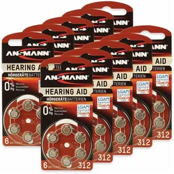 Ansmann Hörgeräte-Batterie, HEARING AID, PR41, Grösse 312, 60 Stück (60 Stk., A312, 180 mAh), Batterien + Akkus