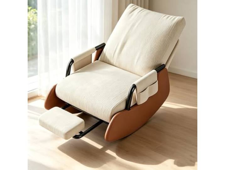 LCNDKF Ergonomischer Ruhesessel für Lesen und Entspannung Schaukelnder Komfortsessel mit tiefer Sitzfläche 60x60cm und Rückenunterstützung für Lesestunden.