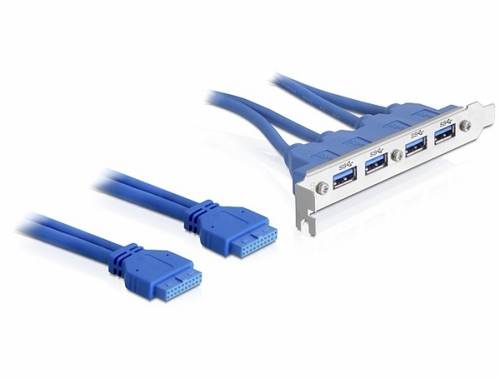 Delock 2 x USB 3.0 19-pin - 4 x USB 3.0-A PC-Slotblech 1 St.