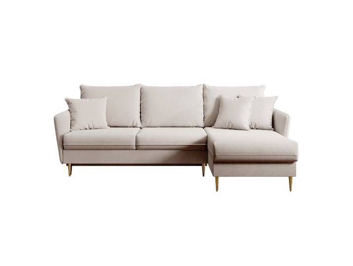 Ecksofa mit Schlaffunktion Volio, beige, wasserabweisender Samt,