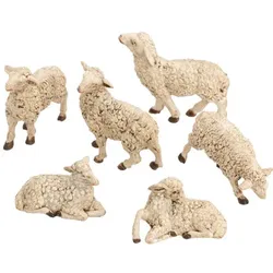 Schafe, weiß-braun, 4–5,5 cm, 6 Stück