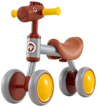 Costway Baby Balance Bike No Pedal 4-Wheel Bicycle-Brown