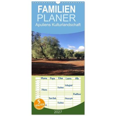Familienplaner 2027 - Apuliens Kulturlandschaft mit 5 Spalten (Wandkalender, 21 x 45 cm) CALVENDO