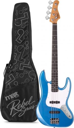 Rebel JB Bass Guitar Metallic Blue TILBUD NU
