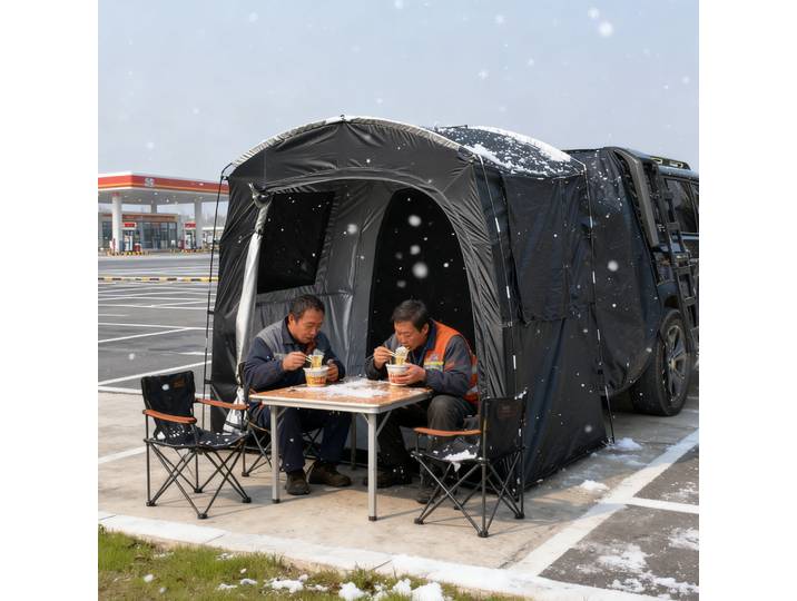 Annexe de tente arrière SUV pour 2 personnes avec fenêtres 100 % maille et anti-pluie étanche, comprend un sac de transport, une tente de camping étanche pour queue de voiture