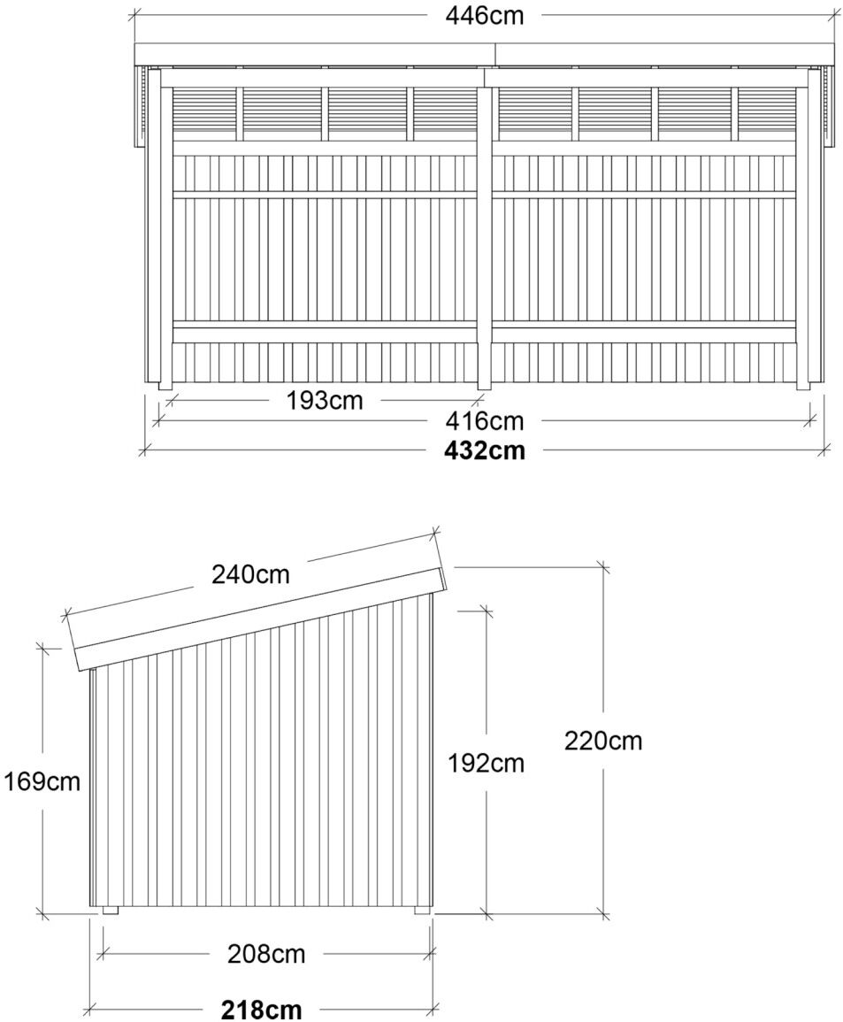 Plus Gartenhaus Nordic Multi 416 x 208 cm natur offen