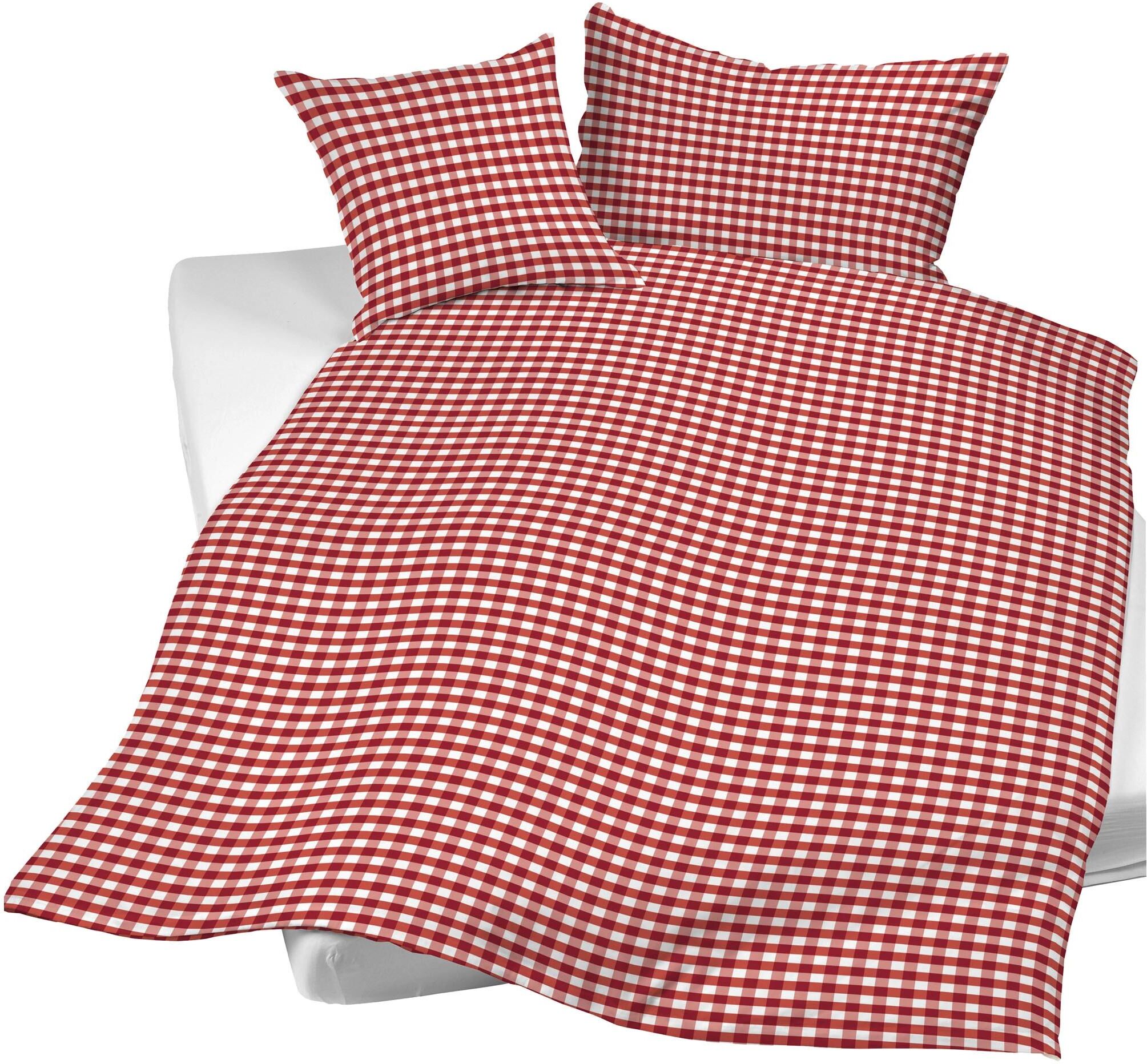 Bettbezug NIGHT FASHION "Karolin", rot, weiß, B:160cm L:210cm, Bio-Baumwolle, Obermaterial: 100% Baumwolle, Bettbezüge, Bettbezug rot, weiß B/L: 160cm x 210cm, Bio-Baumwolle