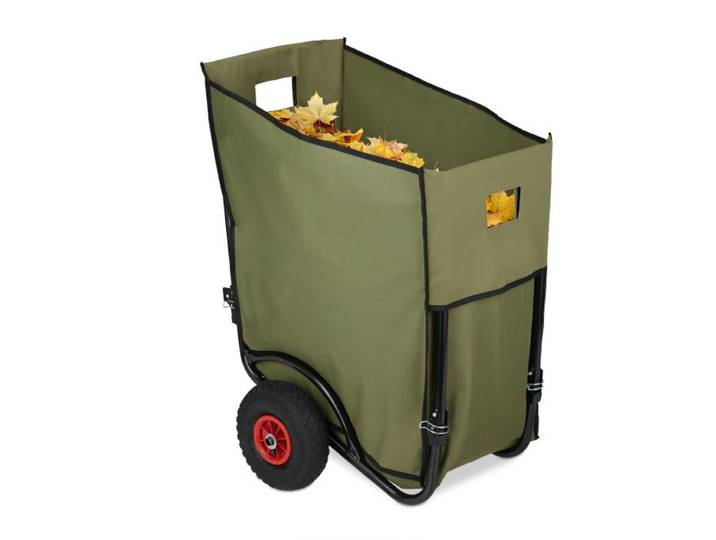 Relaxdays Chariot de feuilles mortes pliable 160 l