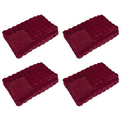 vidaXL Kunstfell Kaninchenfell Decke Olite 4 pcs Bordeauxrot Polyester