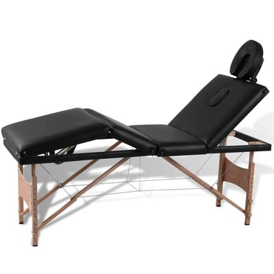 Helloshop26 - 4-teiliger klappbarer Massagetisch mit schwarzem Holzrahmen 02_0001891