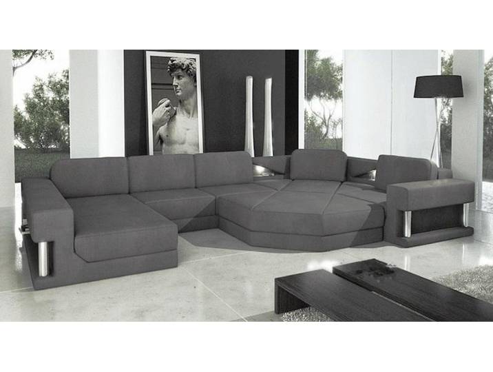 JVmoebel Ecksofa Graue Leder Wohnlandschaft mit Polyätherschaum-Polsterung, Made in Europa