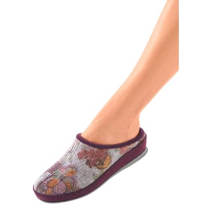 Pantoffel SCHAWOS, Damen, Gr. 37, rot (bordeaux, bedruckt), Textil, Schuhe