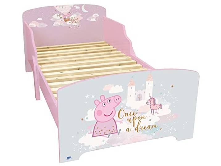 Fun House 713496 Peppa Pig Kinderbett, 140 x 70 cm, mit Lattenrost ohne Matratze, Pastellfarben