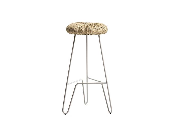 MOGG tabouret DONUT (blanc, h 65 cm - métal et paille)