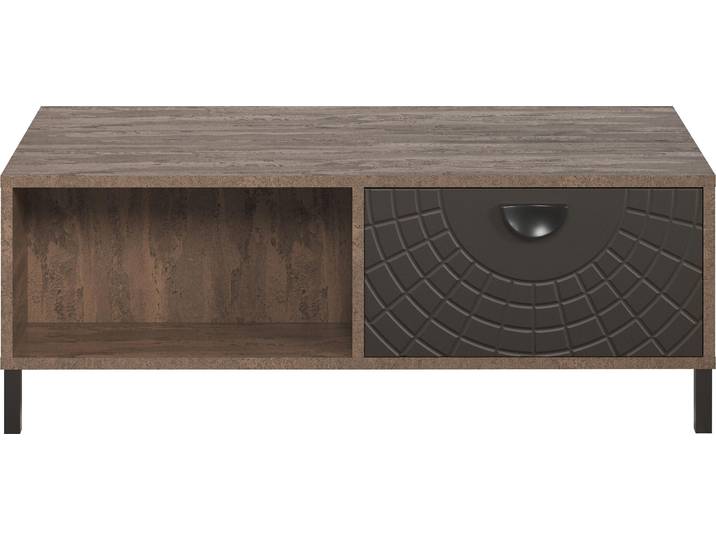 trendteam Wohnen Fusion Couchtisch, Rostoptik Melamin/Perlbronze Tiefzieh Nachbildung, B/H/T ca. 110/37/60 cm
