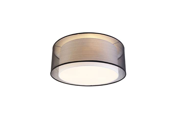 Plafonnier moderne noir avec blanc 50 cm 3 lumières - Drum Duo
