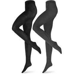 Tchibo - 2 Paar Strickstrumpfhosen - Damen - Gr. S - dunkelgrau