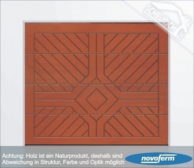 Novoferm Holz- Sektionaltor iso 45, Nordische Fichte unbehandelt, Raute mit Strahlen