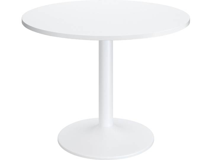 Table ronde Excellens plateau D 100 cm blanc - 4 personnes - pied métal tulipe blanc RAL 9003 - - Bruneau