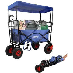 Lemodo Bollerwagen faltbar mit Dach, blau