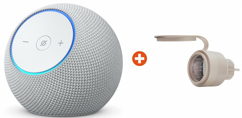 Bundle: Amazon Echo Dot Max (2025) WLAN- und Bluetooth-Lautsprecher mit Alexa weiß + Shelly Plug & Play Outdoor Plug S Gen3 Z