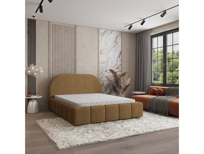 Masseno Polsterbett FLUSSO 120x200 cm, Polsterbett mit Bettkästen -Orange, QUELLE 17