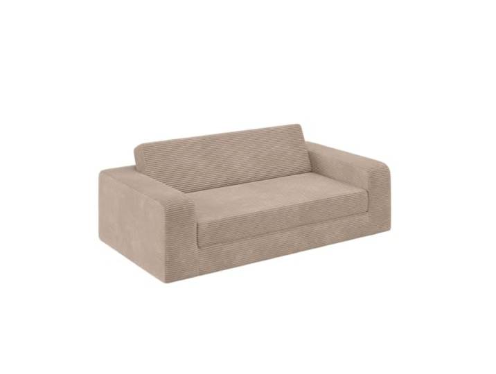 skølm Laga Schlafsofa 186x135 cm, 2-Sitzer, Cord Taupe, mit Armlehnen Ausklappbare Schlafcouch, Klappsofa mit Schlaffunktion als Gästebett, Vollschaumsofa, vakuumverpackt, für Wohn-/Gästezimmer