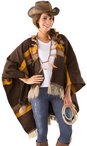 buttinette Western Poncho, unisex, braun