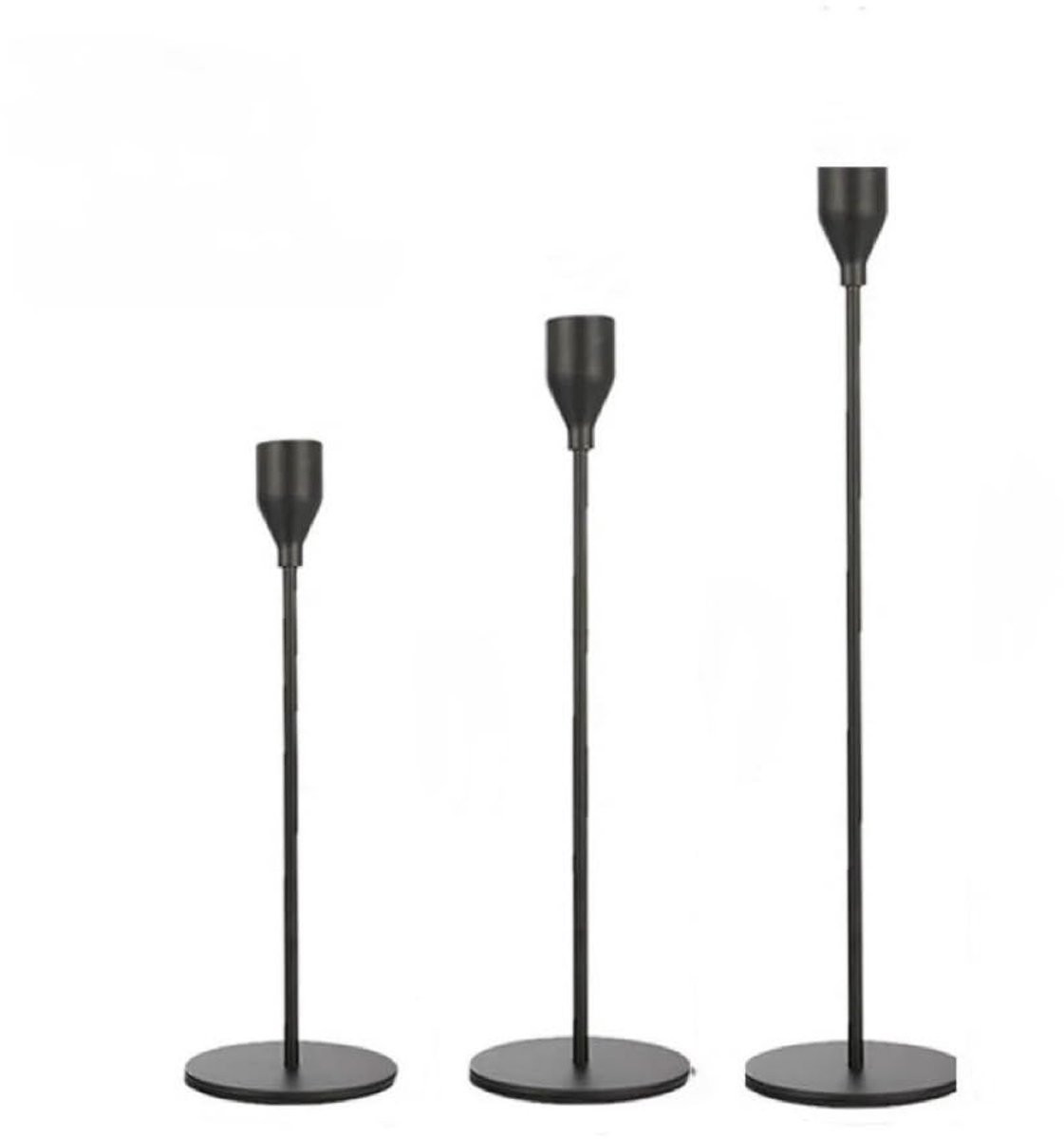 Set van 3 metalen kaarsenhouders voor kaarsen in vintage stijl