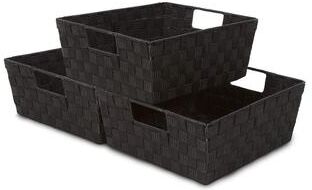 Sorbus Woven Strap Tote Basket - Black